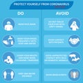 Tips for preventing COVID-19 coronavirus, basic protection measures, how to prevent coronavirus. Infographic elements. Royalty Free Stock Photo